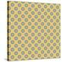 Pattern Blue Rosettes on Mocca-Effie Zafiropoulou-Stretched Canvas