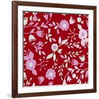 Pattern Branches on Red Background-Effie Zafiropoulou-Framed Giclee Print