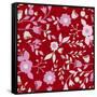 Pattern Branches on Red Background-Effie Zafiropoulou-Framed Stretched Canvas