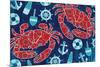 Pattern Crabs-Paul Brent-Mounted Premium Giclee Print