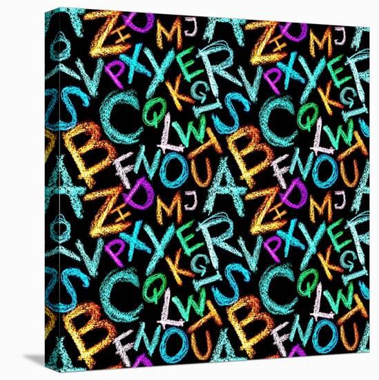 Pattern - Crayon Alphabet over White Background-Zoom-zoom-Stretched Canvas