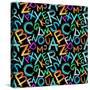 Pattern - Crayon Alphabet over White Background-Zoom-zoom-Stretched Canvas