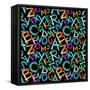 Pattern - Crayon Alphabet over White Background-Zoom-zoom-Framed Stretched Canvas