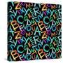 Pattern - Crayon Alphabet over White Background-Zoom-zoom-Stretched Canvas