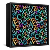 Pattern - Crayon Alphabet over White Background-Zoom-zoom-Framed Stretched Canvas