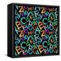Pattern - Crayon Alphabet over White Background-Zoom-zoom-Framed Stretched Canvas