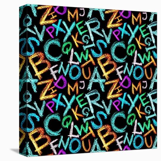 Pattern - Crayon Alphabet over White Background-Zoom-zoom-Stretched Canvas