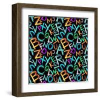 Pattern - Crayon Alphabet over White Background-Zoom-zoom-Framed Art Print