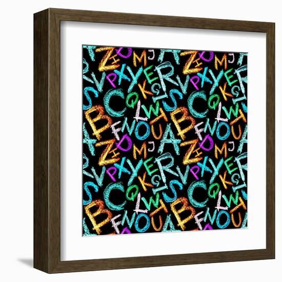 Pattern - Crayon Alphabet over White Background-Zoom-zoom-Framed Art Print