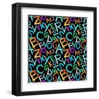 Pattern - Crayon Alphabet over White Background-Zoom-zoom-Framed Art Print