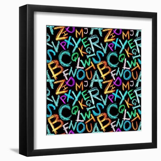 Pattern - Crayon Alphabet over White Background-Zoom-zoom-Framed Art Print