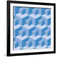 Pattern Cubes Robot-robodread-Framed Art Print