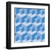 Pattern Cubes Robot-robodread-Framed Art Print