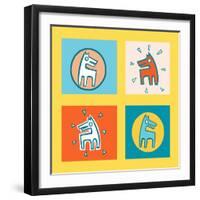 Pattern Dogs 1-Miguel Balbás-Framed Giclee Print