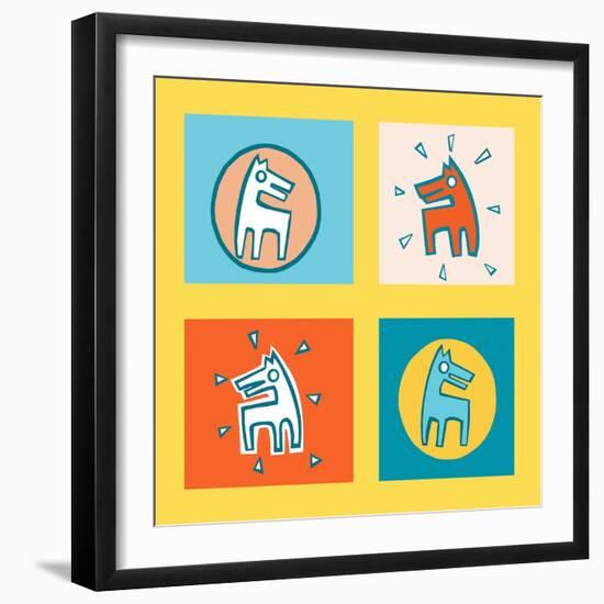 Pattern Dogs 1-Miguel Balbás-Framed Giclee Print