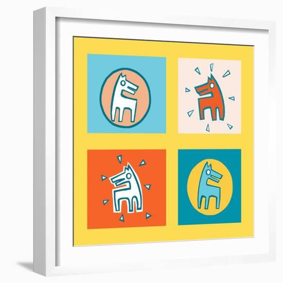 Pattern Dogs 1-Miguel Balbás-Framed Giclee Print