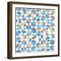 Pattern Geometric with Triangle and Plant Elements-Little_cuckoo-Framed Art Print