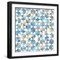 Pattern Geometric with Triangle and Plant Elements-Little_cuckoo-Framed Art Print