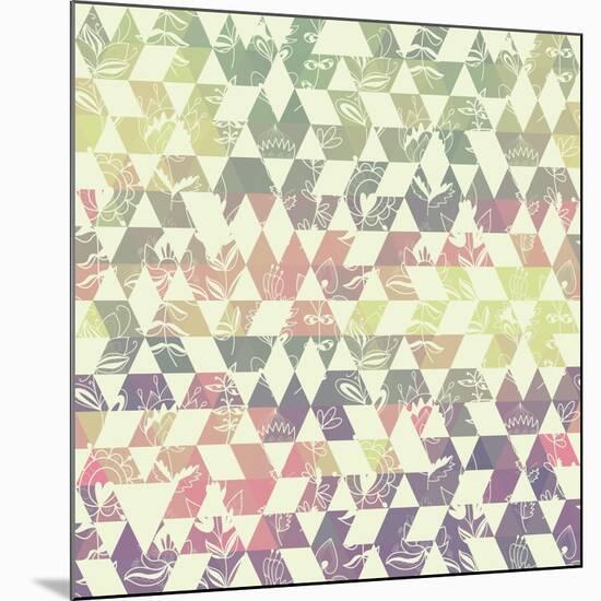 Pattern Geometric with Triangle and Plant Elements-Little_cuckoo-Mounted Art Print