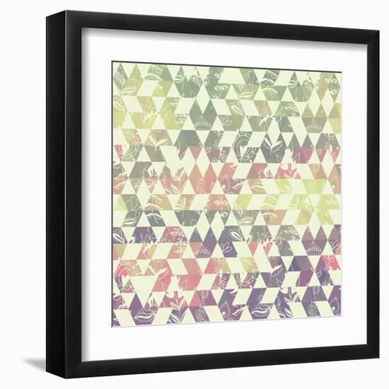 Pattern Geometric with Triangle and Plant Elements-Little_cuckoo-Framed Art Print