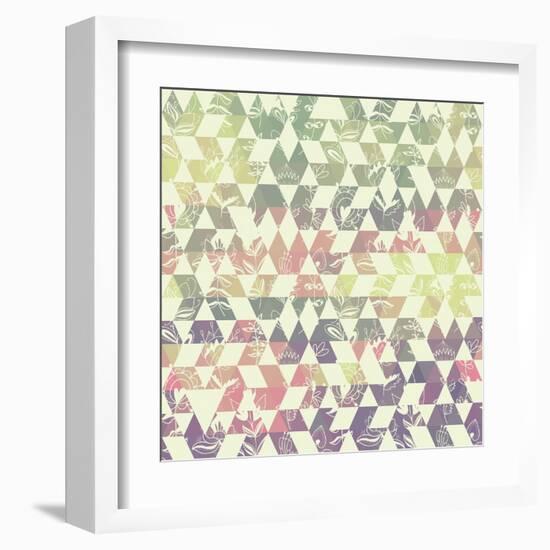 Pattern Geometric with Triangle and Plant Elements-Little_cuckoo-Framed Art Print