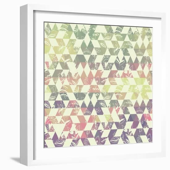 Pattern Geometric with Triangle and Plant Elements-Little_cuckoo-Framed Art Print