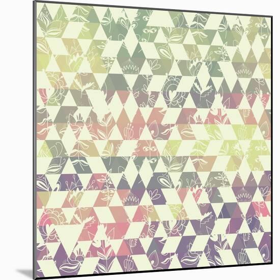 Pattern Geometric with Triangle and Plant Elements-Little_cuckoo-Mounted Art Print