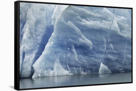 Pattern in blue ice of Grey Glacier, Torres del Paine National Park, Chile, Patagonia-Adam Jones-Framed Stretched Canvas