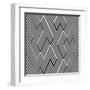 Pattern In Zigzag With Line Black And White-Lavanda-Framed Art Print