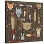 Pattern of Indian Hunting Tools-destra-Stretched Canvas