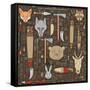 Pattern of Indian Hunting Tools-destra-Framed Stretched Canvas