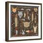 Pattern of Indian Hunting Tools-destra-Framed Art Print