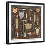 Pattern of Indian Hunting Tools-destra-Framed Art Print