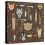 Pattern of Indian Hunting Tools-destra-Stretched Canvas