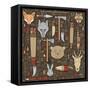 Pattern of Indian Hunting Tools-destra-Framed Stretched Canvas