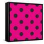 Pattern or Texture with Black Polka Dots on Neon Pink Background-IngaLinder-Framed Stretched Canvas