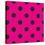 Pattern or Texture with Black Polka Dots on Neon Pink Background-IngaLinder-Stretched Canvas