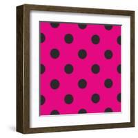 Pattern or Texture with Black Polka Dots on Neon Pink Background-IngaLinder-Framed Art Print