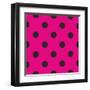 Pattern or Texture with Black Polka Dots on Neon Pink Background-IngaLinder-Framed Art Print