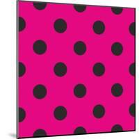 Pattern or Texture with Black Polka Dots on Neon Pink Background-IngaLinder-Mounted Art Print