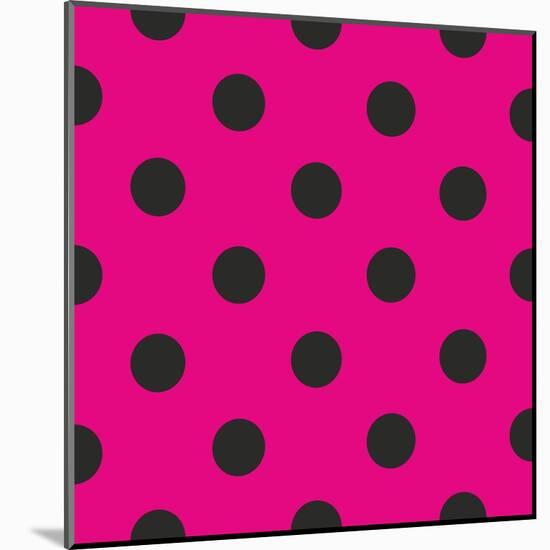 Pattern or Texture with Black Polka Dots on Neon Pink Background-IngaLinder-Mounted Art Print