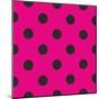 Pattern or Texture with Black Polka Dots on Neon Pink Background-IngaLinder-Mounted Art Print