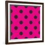 Pattern or Texture with Black Polka Dots on Neon Pink Background-IngaLinder-Framed Art Print