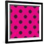 Pattern or Texture with Black Polka Dots on Neon Pink Background-IngaLinder-Framed Art Print