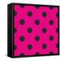 Pattern or Texture with Black Polka Dots on Neon Pink Background-IngaLinder-Framed Stretched Canvas