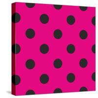 Pattern or Texture with Black Polka Dots on Neon Pink Background-IngaLinder-Stretched Canvas