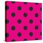 Pattern or Texture with Black Polka Dots on Neon Pink Background-IngaLinder-Stretched Canvas