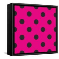 Pattern or Texture with Black Polka Dots on Neon Pink Background-IngaLinder-Framed Stretched Canvas