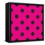 Pattern or Texture with Black Polka Dots on Neon Pink Background-IngaLinder-Framed Stretched Canvas