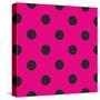 Pattern or Texture with Black Polka Dots on Neon Pink Background-IngaLinder-Stretched Canvas